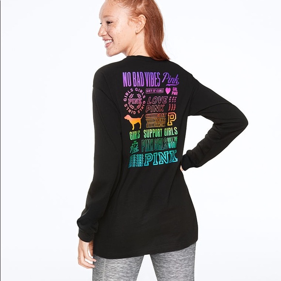 ❗️LAST💕VS PINK PINK BALCK OMBRÉ EMOJI CAMPUS TEE - Picture 2 of 4